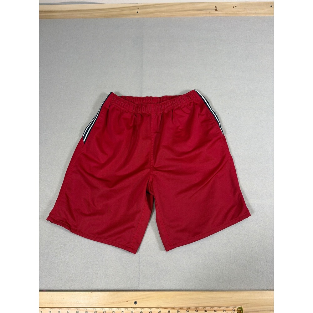 ProSpirit Mens Red Mesh Lined‎ Athletic Basketball Shorts Side Stripe Medium